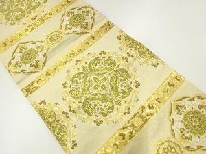 横段に華紋模様織出し袋帯